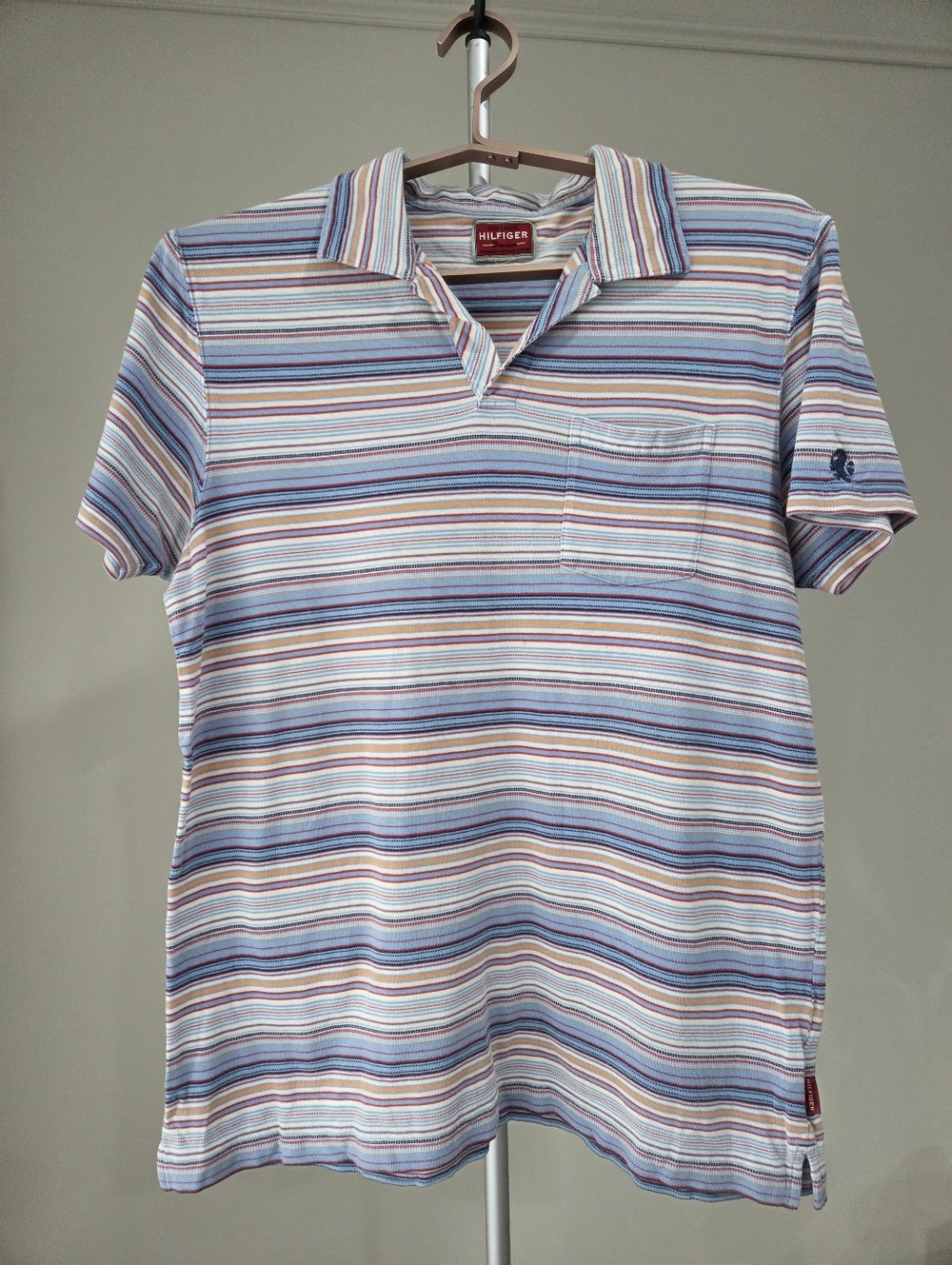 Y2K Tommy Hilfiger Red Label Men’s  Multi-Stripe Polo Shirt Sz.M (no Size Tag)